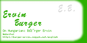 ervin burger business card